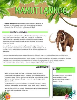 Articulo Sobre El Mamut Lanudo María Camila Romero 7c
