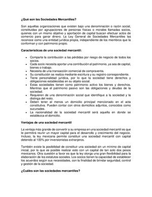 Qué Son Las Sociedades Mercantiles