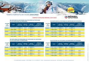 Tarifs Forfait Ski Domaine Meribel 2022