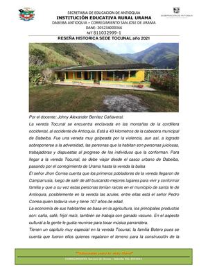 Reseña Histórica Tocunal