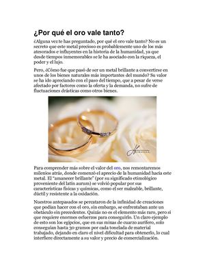 Por Qué El Oro Vale Tanto