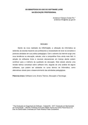 Artigo sobre Software Livre