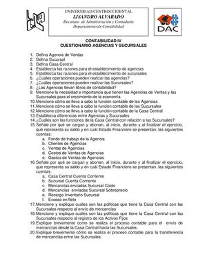 Cuestionario Agencias y Sucursales