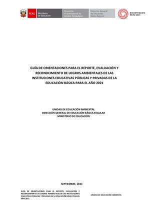 Guia De Orientaciones Reporte Logros Ambientales Minedu 2021