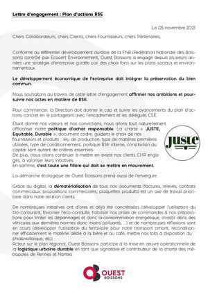 Lettre D'engagement RSE Ouest Boissons