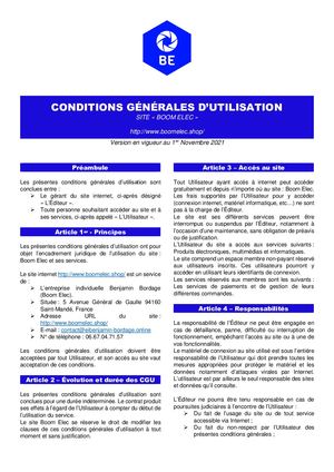 Conditions Générales d'Utilisation