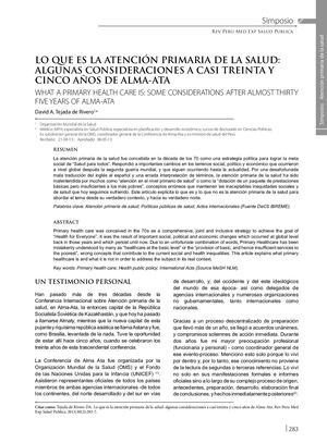 Tejada De Rivero Lo Que Es La Aps Algunas Consideraciones A 35 Años De Alma Ata