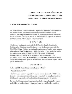 Escrito De Acusacion