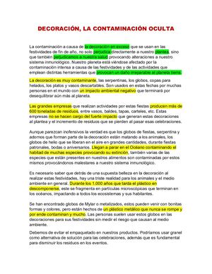 LA DECORACIÓN, CONTAMINACION