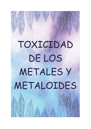 Toxicidad De Los Metales Y Metaloides