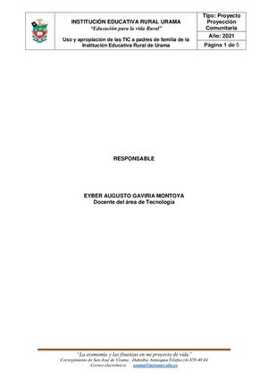 Cronograma Proyecto Formaciòn En Uso Y Apropiacion De Las Tic A Padres De Familia