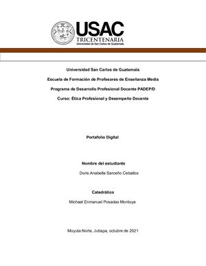 Portafolio Digital ÉTica Profesional Y Desempeño Docente