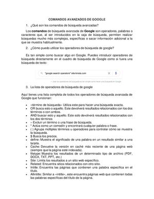 Comandos Avanzados De Google Raul