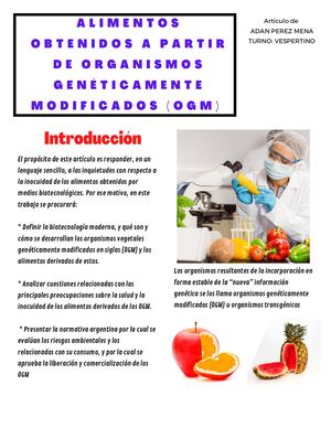 A L I M E N T O S  O B T E N I D O S  A P A R T I R  D E  O R G A N I S M O S  G E N É T I C A M E N T E  M O D I F I C A D O S