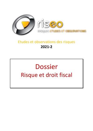 Riséo 2021 2 Risque et droit fiscal