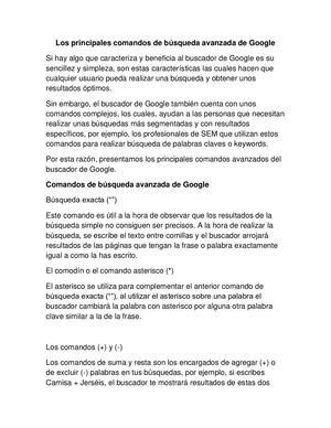 Los Principales Comandos De Búsqueda Avanzada De Google