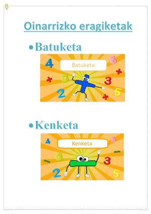 Oinarrizko lau eregiketak: BATUKETAK eta KENKETAK
