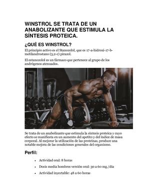 WINSTROL SE TRATA DE UN ANABOLIZANTE QUE ESTIMULA LA SÍNTESIS PROTEICA
