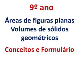 9ano Formulario Areas Volumes
