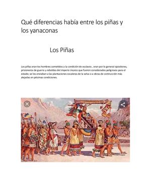 Qué Diferencias Había Entre Los Piñas Y Los Yanaconas