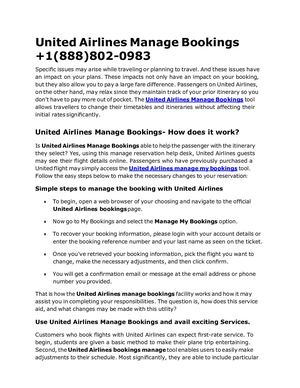 +1(888)802 0983 United Airlines Manage Bookings
