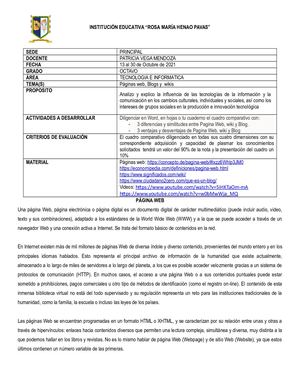 RÚBRICA OCTAVO TALLER 1 PERIODO 4