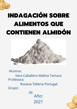 INDAGACIÓN SOBRE ALIMENTOS QUE CONTIENEN ALMIDÓN