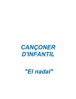 Cançoner D'infantil "El Nadal"
