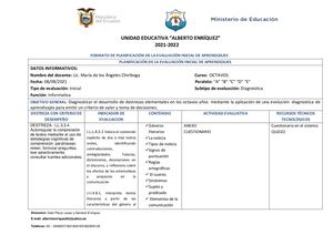Planificacion Evaluacion Diagnostica 8vos