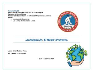 Proyecto de Investigación, Medio Ambiente.