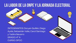 Labor De La Onpe Y Jornada Electoral