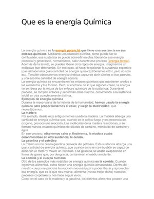 Que Es La Energía Química