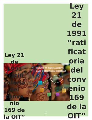 Cartilla Digital Ley 21 de 1991 "ratificatoria del convenio 169 de OIT""