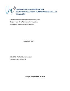 Portafolio CASOS DE LA ADMINISTRACIÓN EDUCATIVA
