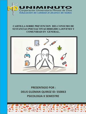 Cartilla Sobre Prevencion Consumo De Sustancias Psicoactivas Dirigido A Jovenes Y Comunidad En General
