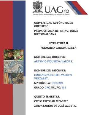 Poemario Vanguardista Organista Flores Yaretzi Verzabet 502