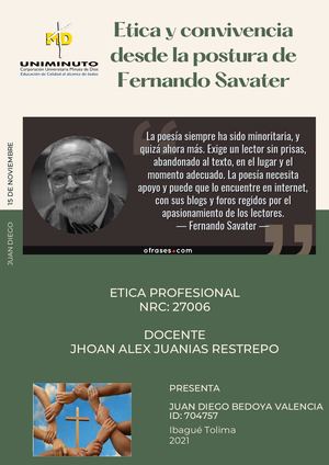 Etica Y Convivencia Desde La Postura De Fernando Savater Juan Diego Bedoya
