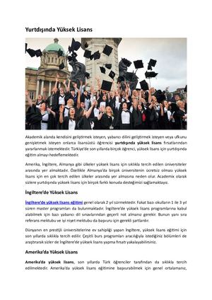 Yurtdışında Yüksek Lisans