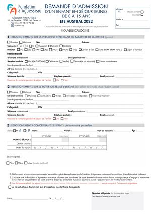 Inscription Nouvelle Calédonie 2022