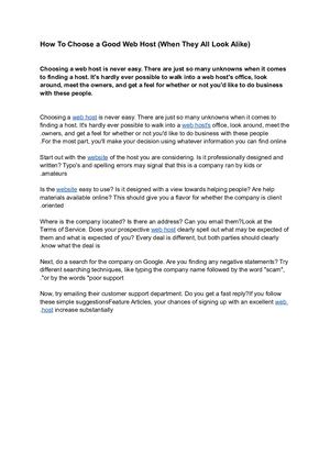 How To Choose A Good Web Host (When They All Look Alike)