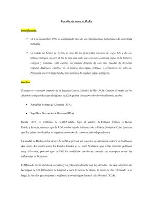 Datos Y Apuntes Caida Del Muro De Berlín