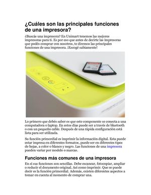 Cuáles Son Las Principales Funciones De Una Impresora
