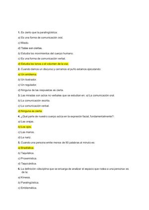 Comunicacion No Verbal Preguntas