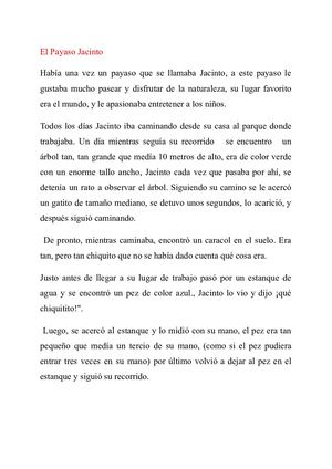 cuento el Payaso Jacinto