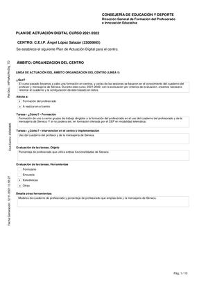 Informe Del Plan De Actuacion Digital 21 22