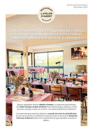 Communiqué de presse - Lancement Broche & Brunch - Le Bois d'Imbert