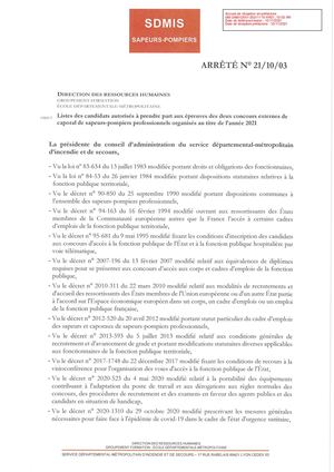 AR21 10 03 Arrêté Candidats Admis à Concourir