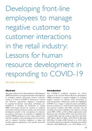 3. Developing Front Line Employees To Manage Negative Customer To Customer Ineractions In The Retail Industry : Lessons for human resource development in responding to COVID-19 by Alex Kay & Catharine Ross