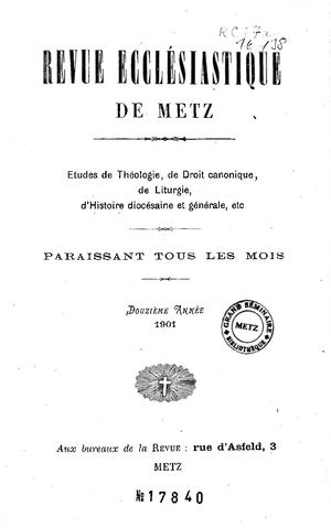 Revue Ecclésiastique de Metz 1901-01