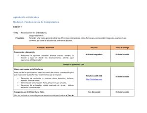 Agenda De Actividades Sesion 1